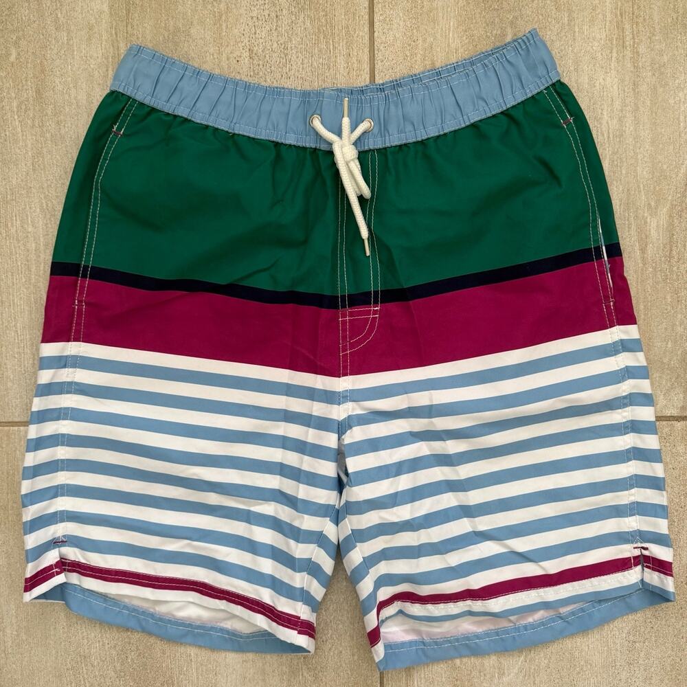 NEW THOMAS DEAN STRIPE SWIM TRUNKS SZ L MENS! - 0204